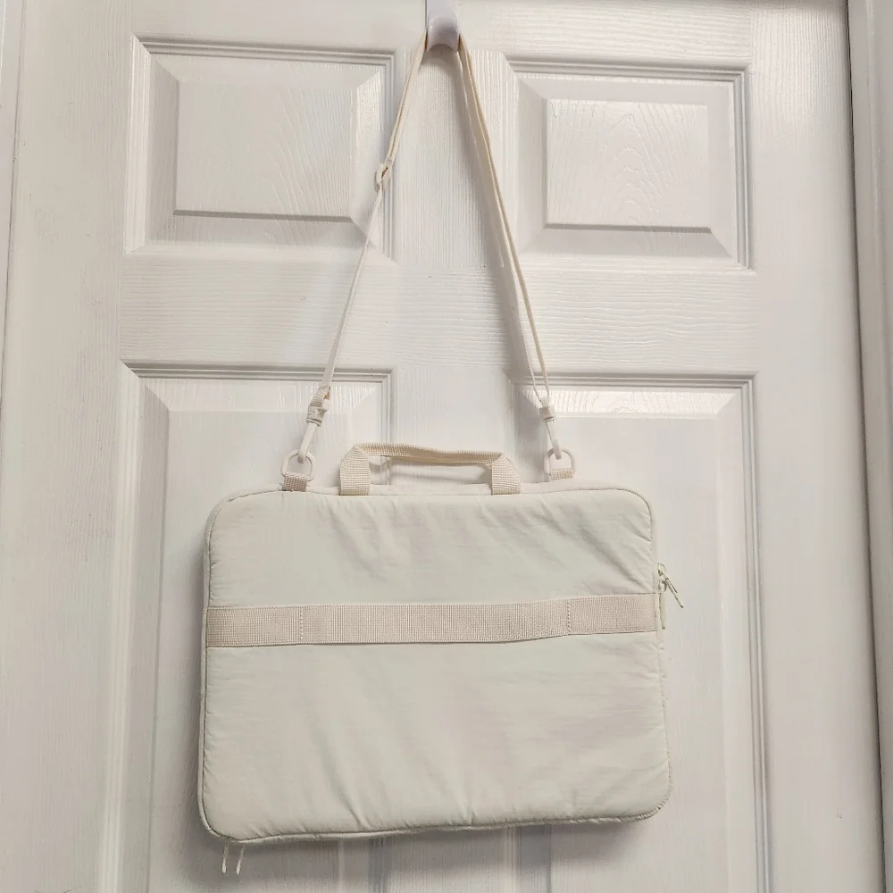 Cream Quilted Laptop Bag